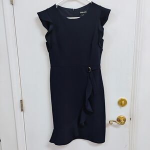 EnRevelry Navy Blue Ruffle Wrap Formal Dress Size 6